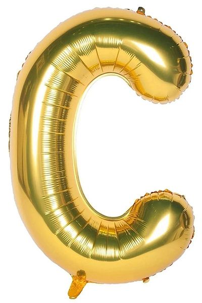 AsyaDesing 100 cm Gold Colored Foil Balloon - Letter C Helium Gold Letter