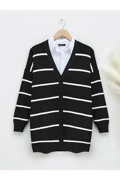 Modamorfo Striped Buttoned Cardigan