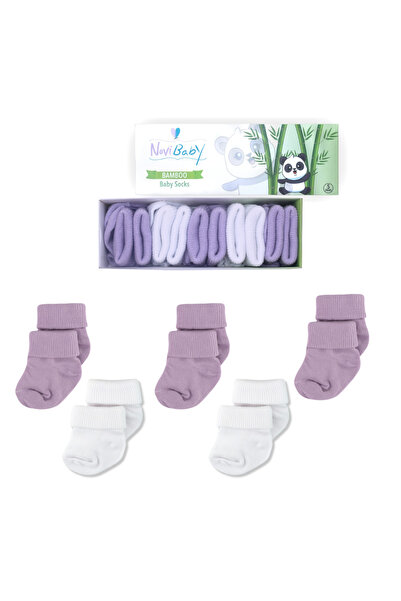 Novibaby 5-Piece Bamboo Newborn Baby Socks I Purpy I Girl Boy Baby Socks