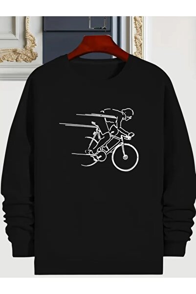 WOODROFFE Hanorac cu imprimeu bicicletă pentru bărbați, oversize, larg, gri ș...
