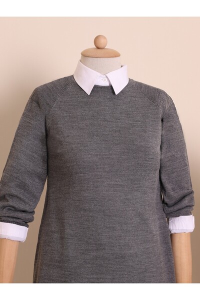 Modamorfo Obyčejná pletená tunika s uzeným raglánovým rukávem