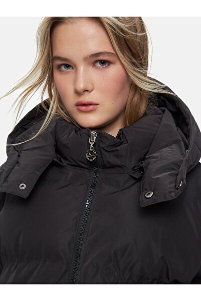 Ltb Hooded Zippered Inflatable Black Coat