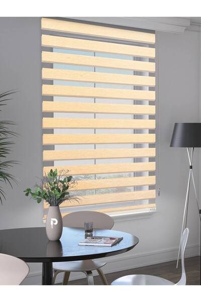 Perle FİL DİŞİ RENK BAMBU STOR ZEBRA PERDE YÜKSEK KALİTE ALÜMİNYUM KASA