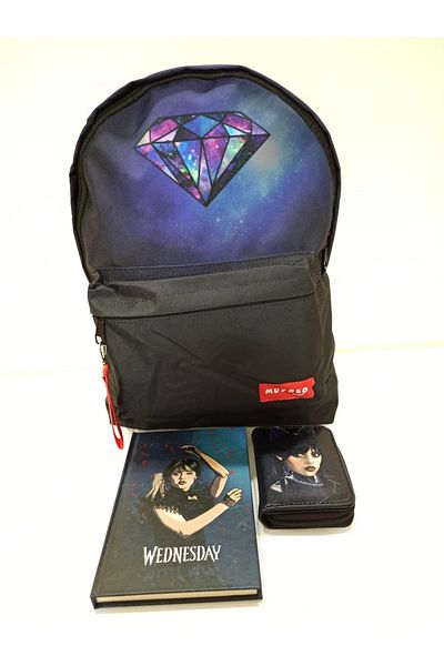 Alanç Gift Custom Diamond Design School Bag, Notebook, Wallet, Backpack Gift Set