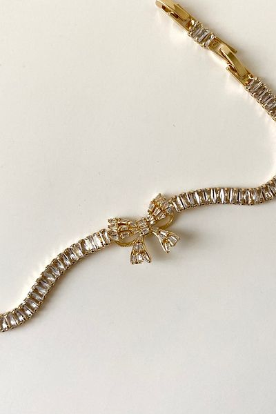 SilverStone Baguette Stone Bow Waterway Steel Bracelet