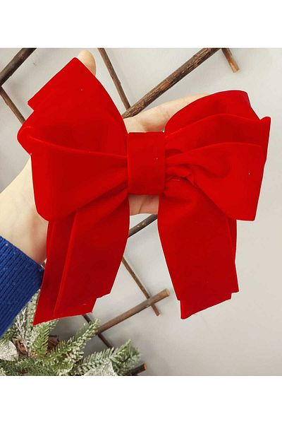 lolipophobi Large Red Velvet Bow 20 cm 1 Piece, Bow, Christmas Decor, Hair Decor