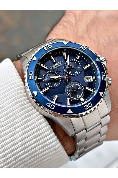 Quantum Functions Active 10 Atm Waterproof Steel Band Steel Case Men Wristwatch 1160390