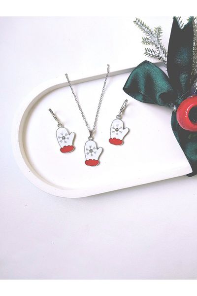 Alexis Carrel New Year Christmas Themed Silver Necklace and Earring Set