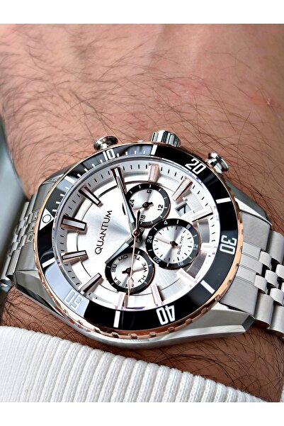 Quantum Function Silver Color Waterproof Steel Band Steel Case Men's Wristwatch 1187.530
