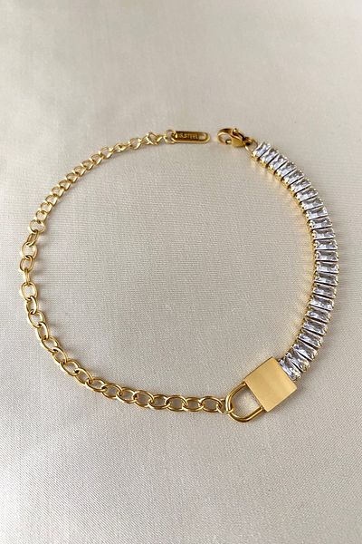 SilverStone Stone Baguette Lock - Steel Bracelet