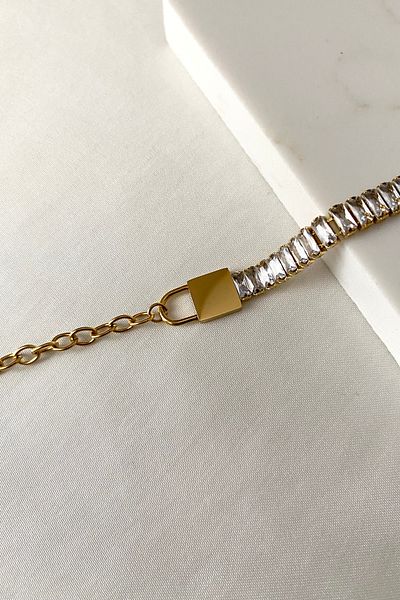 SilverStone Stone Baguette Lock - Steel Bracelet