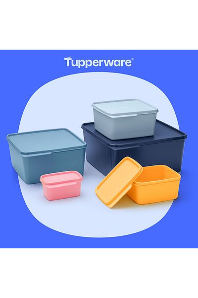 Tupperware New Set of 5 Square and Quadrilateral Storage and Organizing Containers