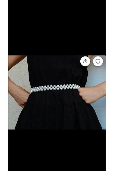SmY Bag White Pearl Detailed Design Belt