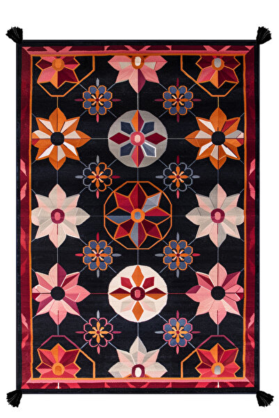 kilim home Çiçekli Floral Püsküllü Salon Halısı Mutfak Halısı Yolluk Otantik ...