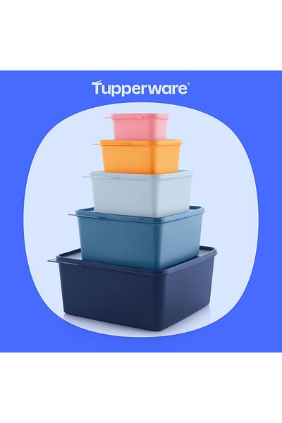 Tupperware New Set of 5 Square and Quadrilateral Storage and Organizing Containers