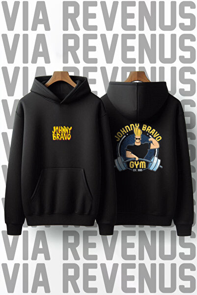 Vordevia Johnny Bravo Gym Prednja i zadnja strana Štampano Sa kapuljačom Duks...