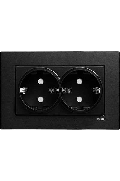 STOREMAX Svticaret Novella Black Double Grounded Socket Child Protection Mhm 1053513