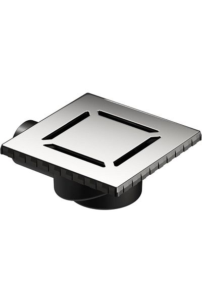 MCreative V-Flow Square 5606977 Shower Channel with Side Outlet, 15X15 Cm, Dk 100 Cover, Polished Chrome