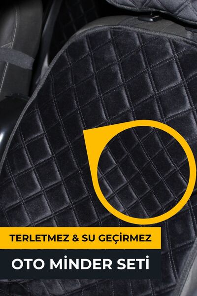 Generic Brand Waterproof & Sweatproof Auto Seat Cushion Set with Back - Seat Protection Cover (Set of 2) - Black