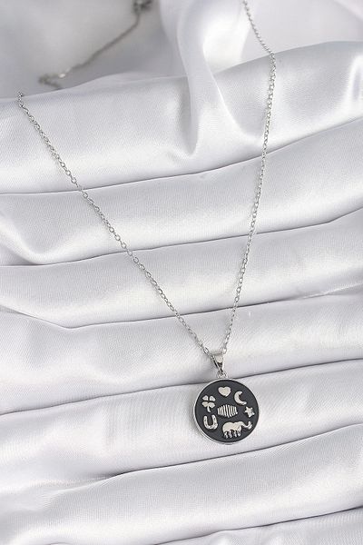 Store 316L Steel Silver Color Black Color Luck Necklace