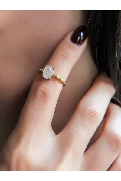 esha حجر الكوارتز الوردي الطبيعي - خاتم أصلي قابل للتعديل euy5pk