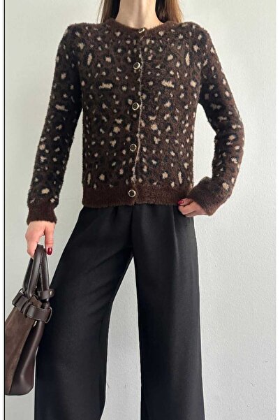 yeditepe fashion Animal Patterned Knitwear Cardigan