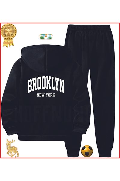 HOFFNUNG Full Hoodie Brooklyn New York Printed Tracksuit Set
