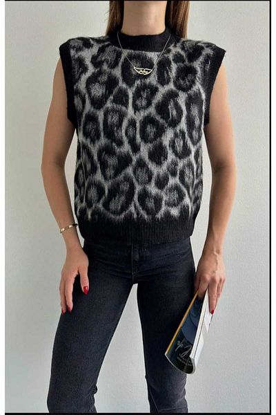 yeditepe fashion Cycling Neck Leopard Patterned Knitting Sweater