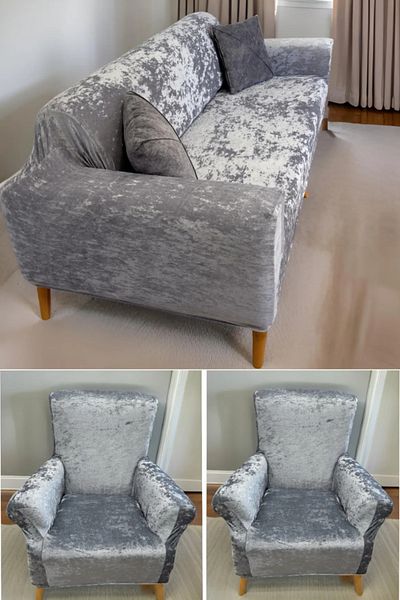nurlan Washable 3311 Stain-Repellent Elastic Velvet Sofa Cover Sofa Cover Set 4"Set