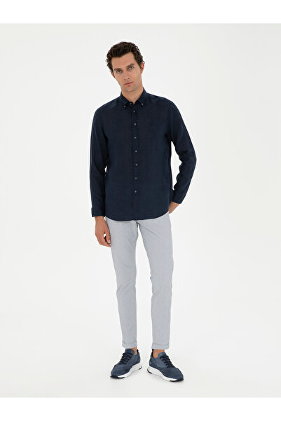 Cacharel Light Blue Slim Fit Waist Lace up Canvas Pants 50289151-Vr003