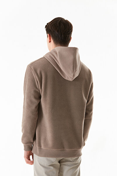 Fulla Moda 3 İplik Kanguru Cepli Kapüşonlu Peluş Sweatshirt