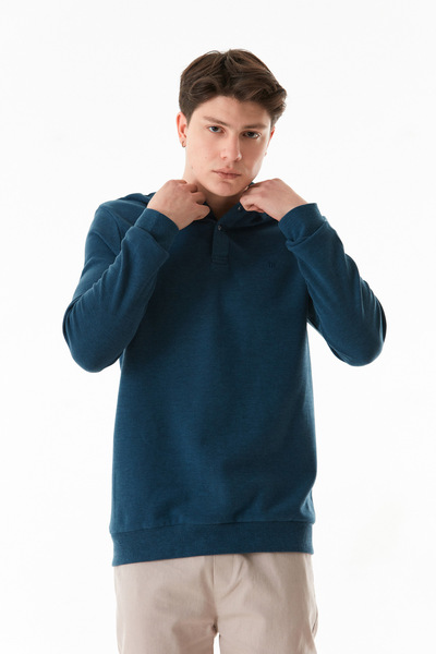 Fulla Moda Приталений світшот на ґудзиках з коміром поло