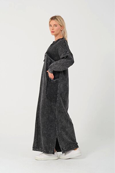 Butik Pamuklu Triko Detaylı Takım-Siyah