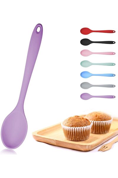 Ekostem 28 cm Silicone Spoon Set - Hard Tip, Heat Resistant, Fireproof and Nonstick 2 Pcs