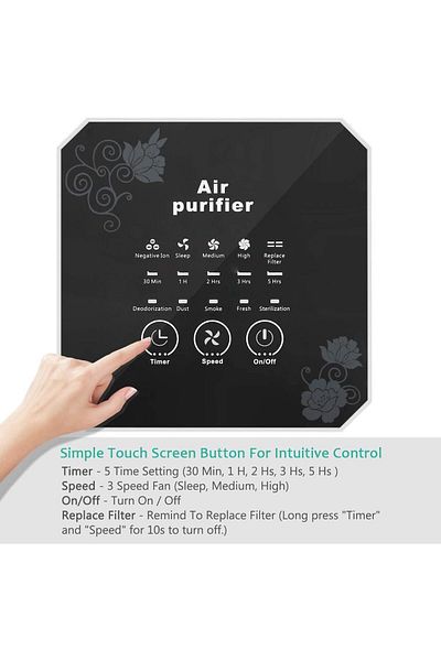 COOYA Mini Air Purifier,Smart Touch,with 3-Layer Filtration 5 Timer Function,Quiet Operation,for Home