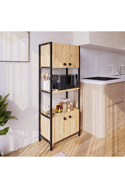 ygdecor Mutfak Standı Kapaklı 4 Raflı Mikrodalga Fırın Rafı Çok Amaçlı Dolap ...