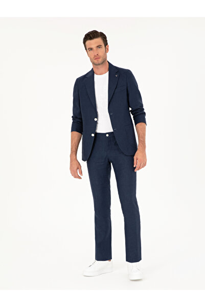 Cacharel Lacivert Slim Fit %100 Keten Pantolon 50284952-VR033