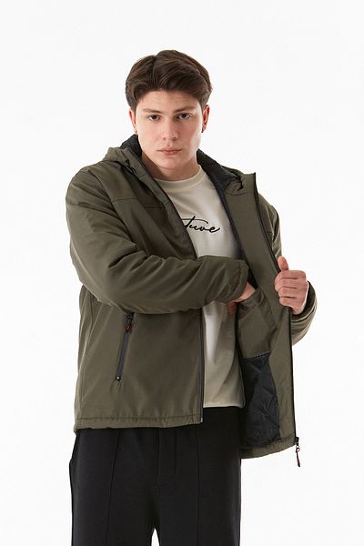 Fulla Moda Παλτό με κουκούλα με φερμουάρ τσέπης