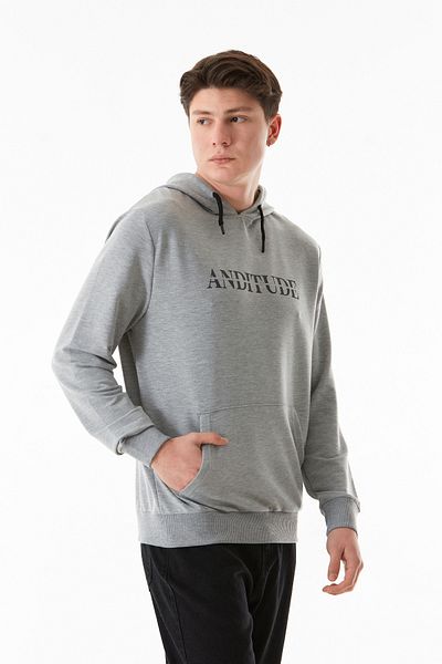 Fulla Moda Φούτερ τσέπης καγκουρό με στάμπα με κουκούλα