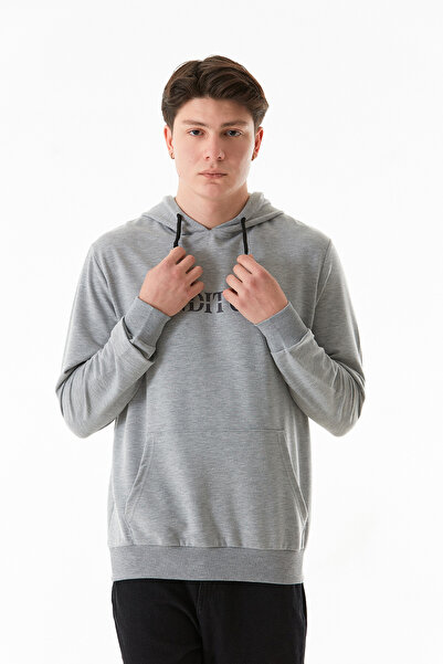 Fulla Moda Φούτερ τσέπης καγκουρό με στάμπα με κουκούλα