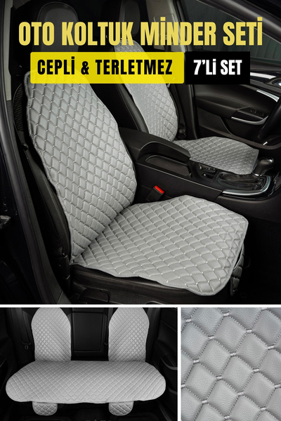 Ecarteks Ssangyong Rodius Ecarteks Leather Auto Case-Cushion Set with Erasable Pockets (7 Pcs) Gray