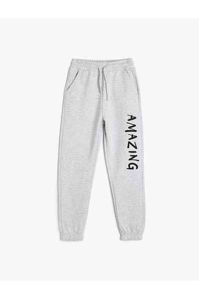 Koton Pantaloni de sport cu șireturi în talie cu imprimeu cu slogan