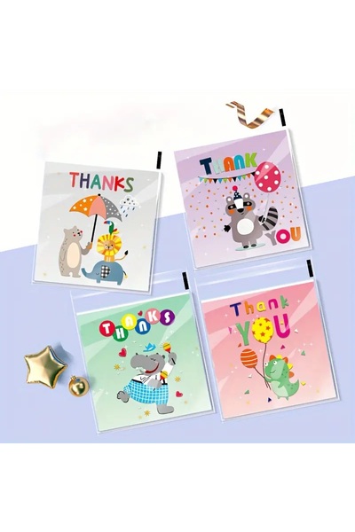 PABALAS 10 Pcs Cute Animals Pattern-Designed Self-Adhesive, Candy & Cookie Bags