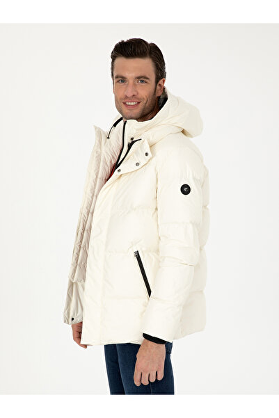 Cacharel Beyaz Kapüşonlu Kaz Tüyü Mont 50273111-VR013