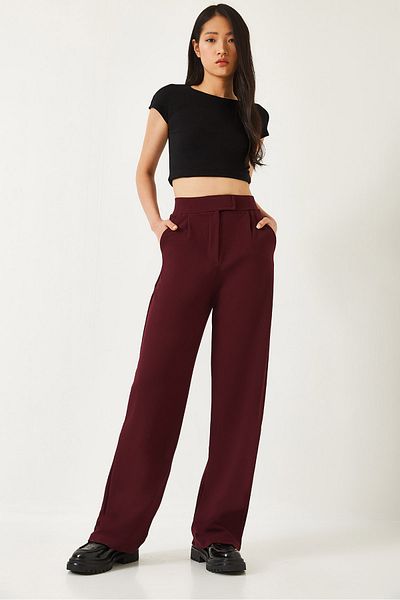 Bianco Lucci Women's Comfortable Palazzo Trousers with Velcro Waist 3826 60261150