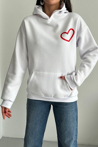 MODAGEN Unisex Φούτερ με λευκή κουκούλα Isa Cold Back Printed Oversize