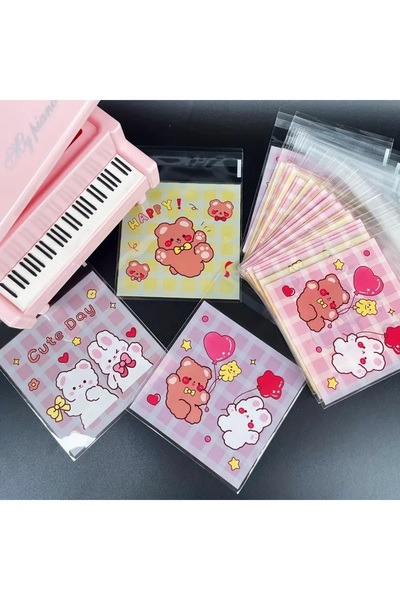 PABALAS 10Pcs Cute Rabbit and Bear Pattern-Designed Self-Adhesive, Candy & Cookie Bags