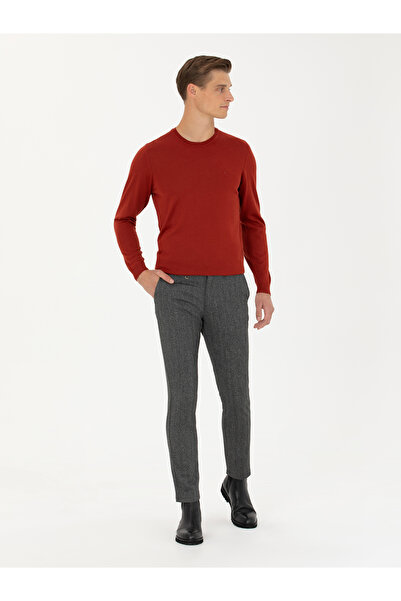 Cacharel Antrasit Beli Kemer Tokalı Slim Fit Kanvas Pantolon 50274014-VR006