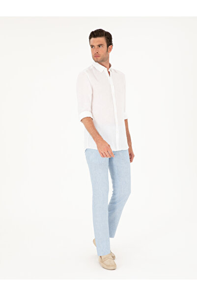 Cacharel Açık Mavi Slim Fit %100 Keten Pantolon 50284952-VR003