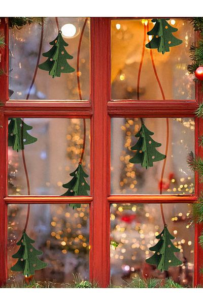 Artikel Green Felt Christmas Tree Ornament, Door Ornament Window Ornament Decorative Accessory 3D (6 Pieces)